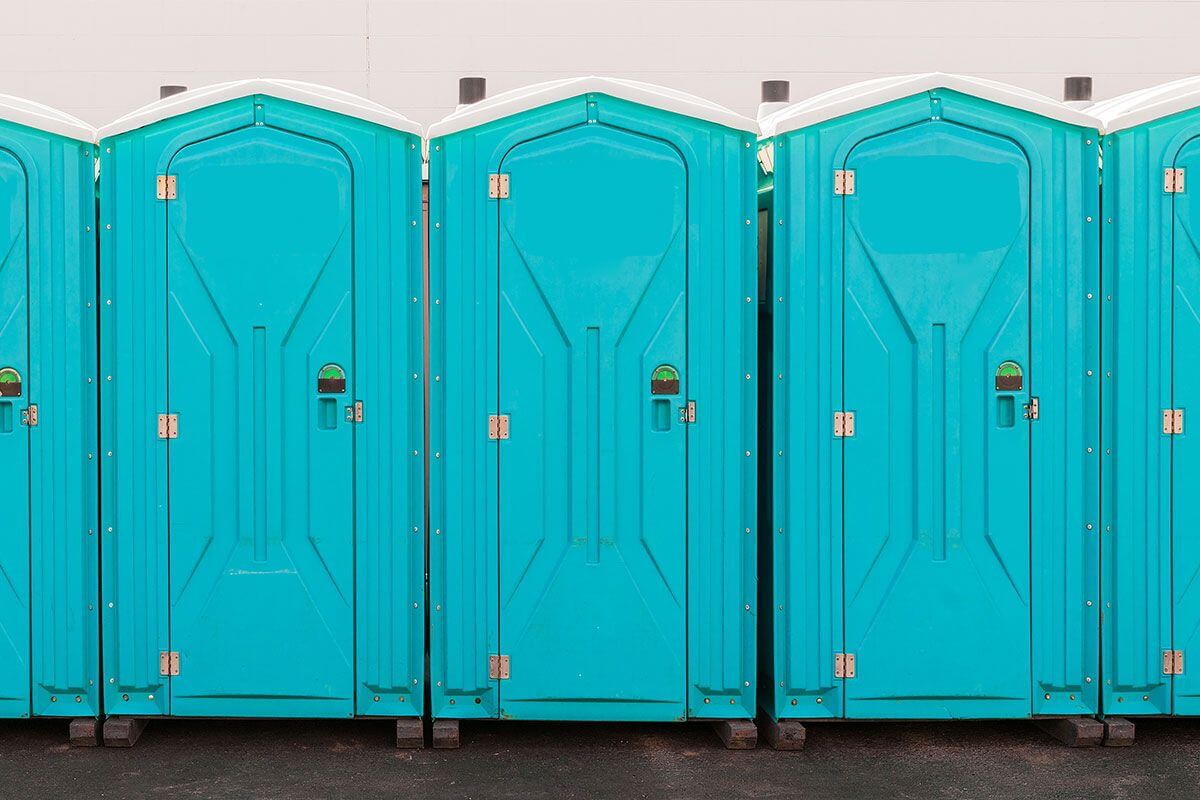 Industrial portable restroom units at a plant in Taylor, Michigan