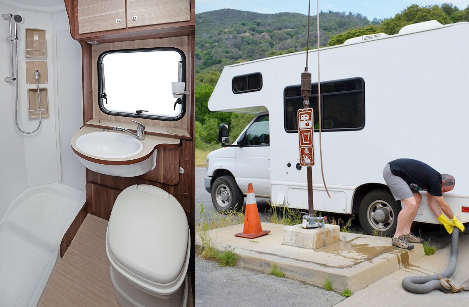 Portable RV/camper toilet and holding tank setup in Taylor, Michigan